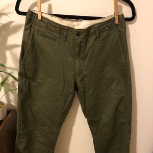 Olive green Uniqlo pants.